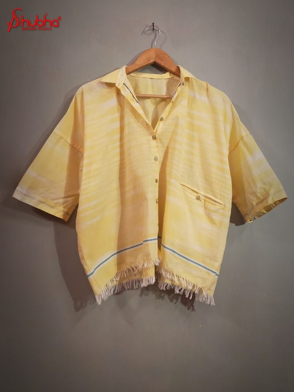 Yellow oversized handloom shirt