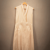 Cowl Neck Sleeveless White Organic Knee Length Dress