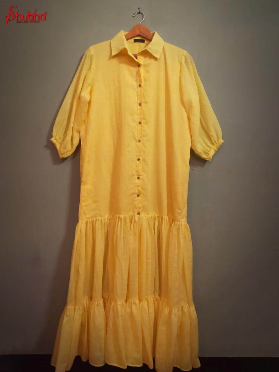 Yellow Long Travel Dress Cum Jacket