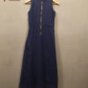 Navy blue organic dress front zipper style