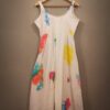 White Sleeveless Organic Dress With Colour Pop