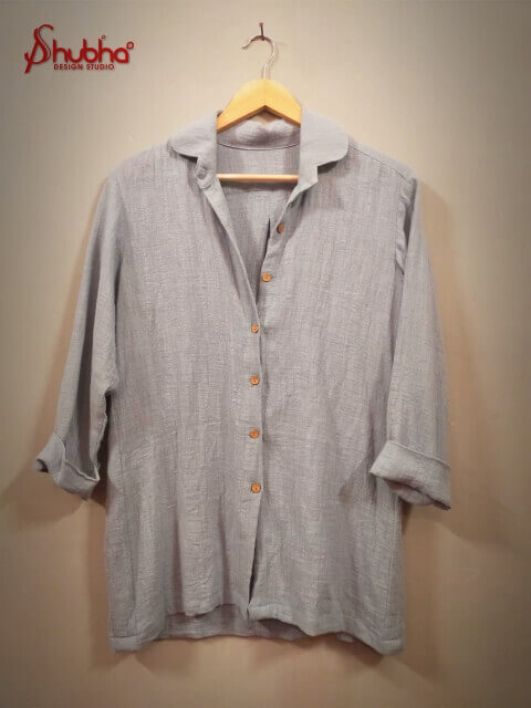 Grey Organic Cotton Casual Shirt