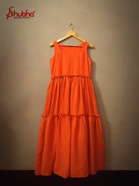 Orange Ruffle Organic Dress