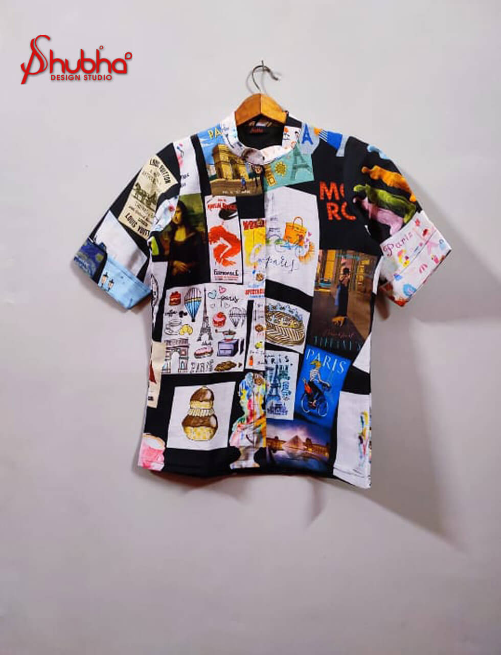 Paris theme printed shirt shirt
